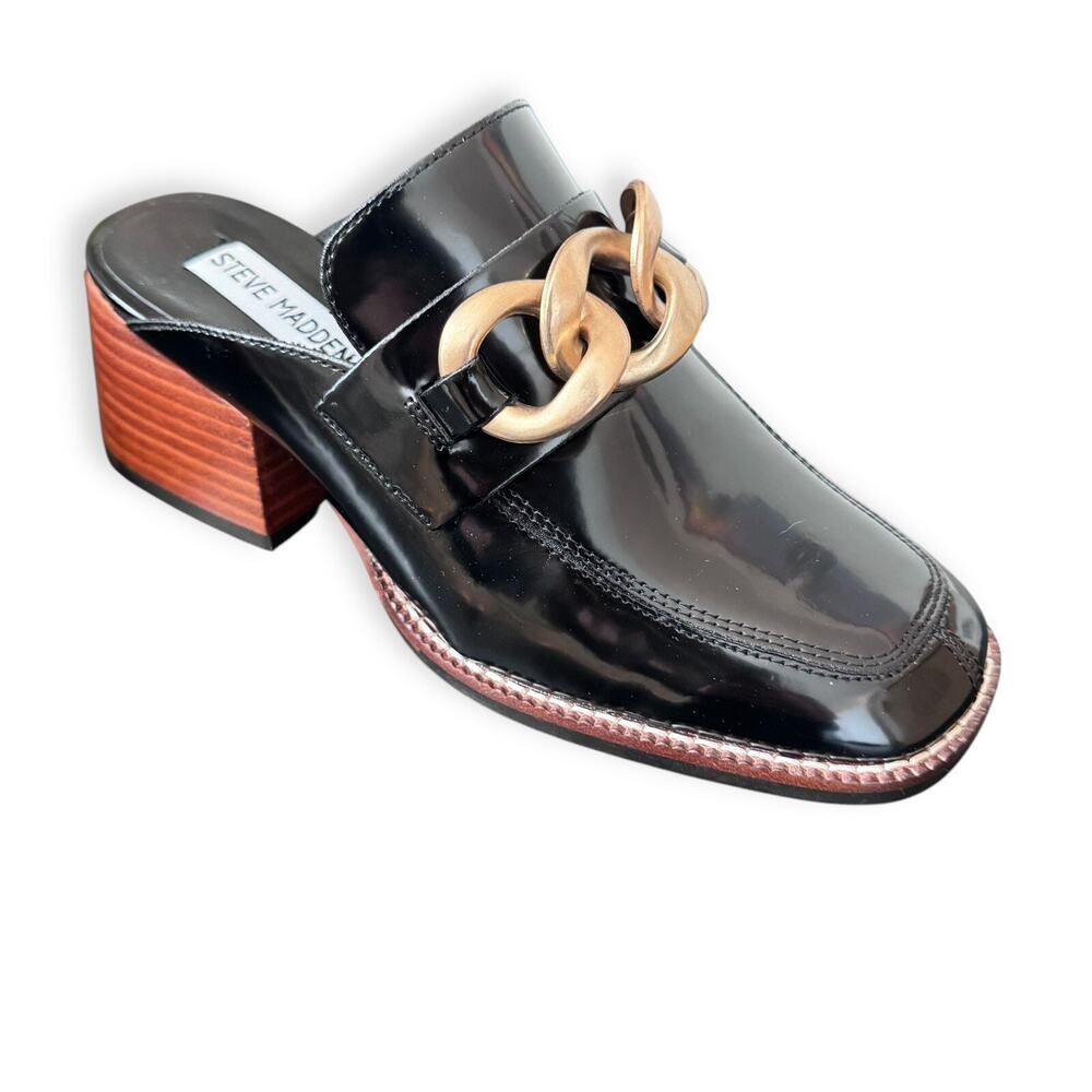 Steve Madden Women's Lorie Mule: Vegan Leather Slip-On Heeled Mule, SZ 6.5 Chain - Picture 13 of 16